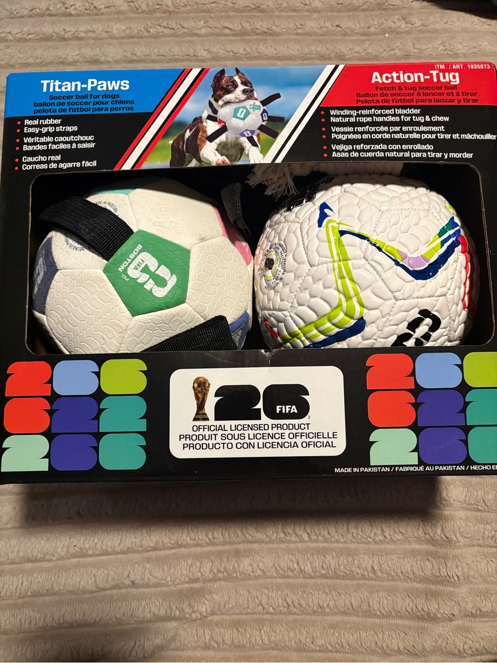 Source Unknown White Multicolor Titan-Paws Action-Tug Dog Soccer Ball Set